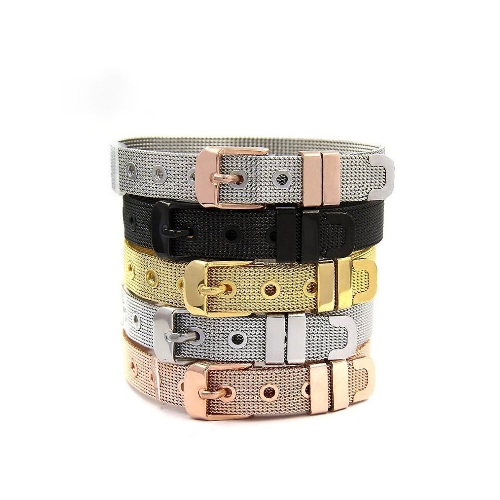 Stainless Steel Mesh Buckle Bracelet Men’s Women Adjustable Bracelet